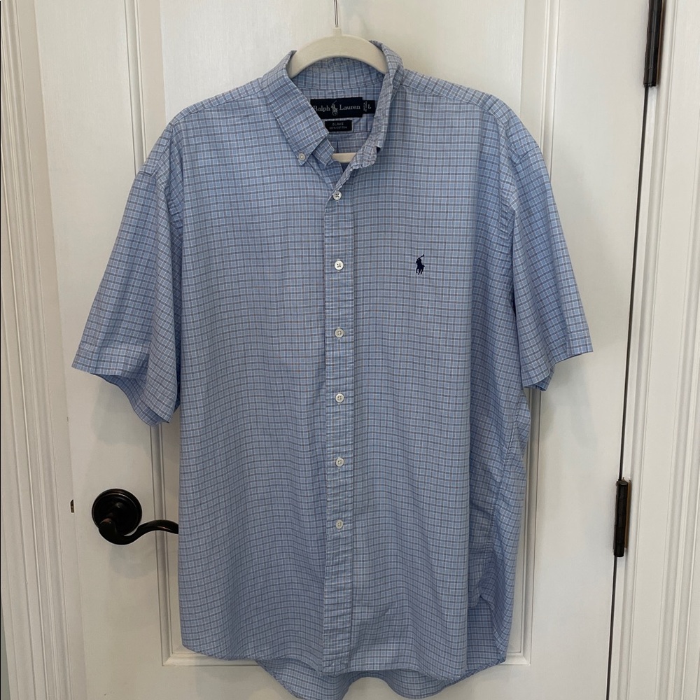 Ralph Lauren Plaid Short Sleeve Button Down, Large